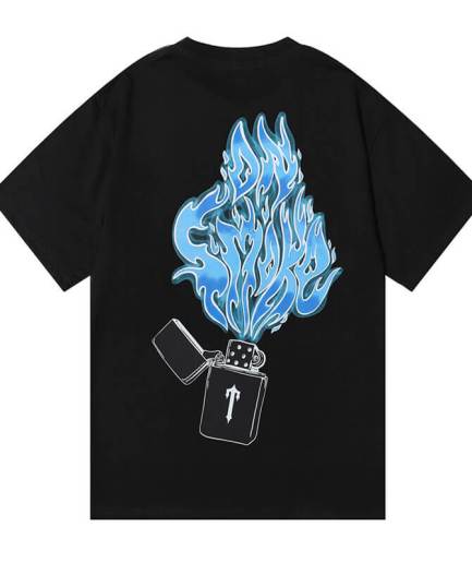 Flame Printing Black And White Trapstar T Shirt Flame Printing Black And White Trapstar T Shirt